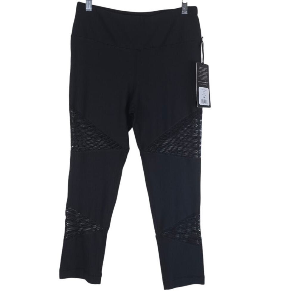 90 Degree's By Reflex Black Perferated Sections Athletic Women's Leggings M NWT